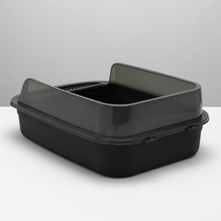 Toilet with transparent sides with a scoop and filter, 50 x 34 x 18 cm, black-7