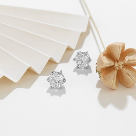 Earrings with rhinestones Xuping Cuts, white color in silver-2