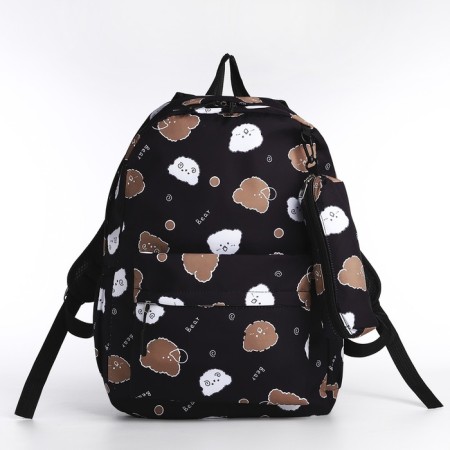School backpack from lightning textiles, 3 pockets, pencil case, black color-3