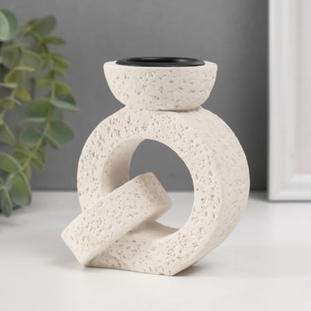 Gypsum candlestick, metal for 1 candle "ring" d = 3.8 cm 6x11x11.2 cm-3