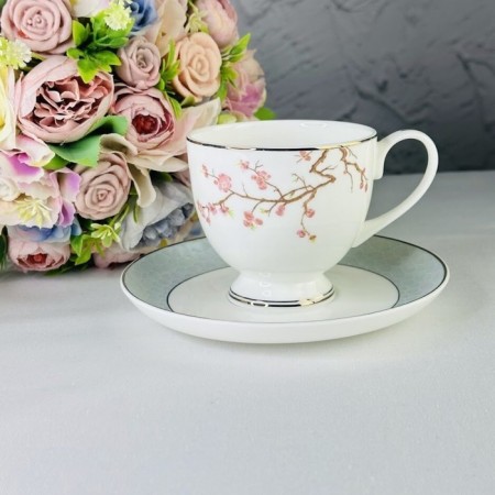 Lenardi coffee set "Sakura", bone porcelain, 12 items