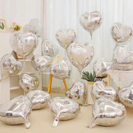 Foil ball 18 "heart", silver color-2