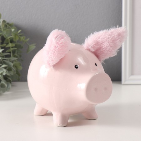 Piggy bank Ceramics "Pig with fluffy ears" 14.5x11.3x11.5 cm-1