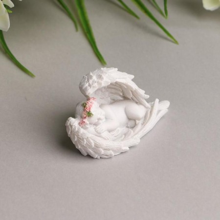 Polystone souvenir "angelic dreams" in a wreath of roses, mix, 6.5x3x4 cm-4