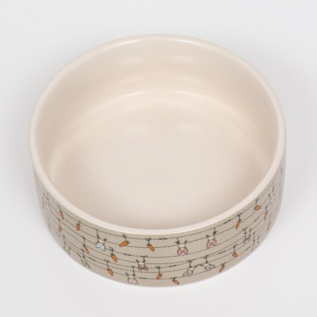 Ceramic bowl "Rabbit toys" 300ml, 11.5 x 5 cm, white-gray-2