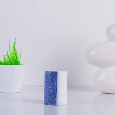 Candle cylinder 5x7.5cm, "crystalline pattern", blueberries-1