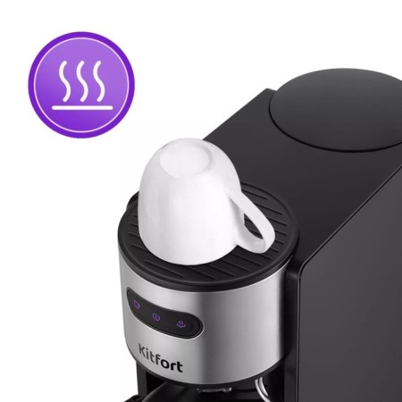 Coffee machine KitFort KT-7137, Rozhkova, 1150 watts, 1.3 l, cappuccino, black-silver-silver-4