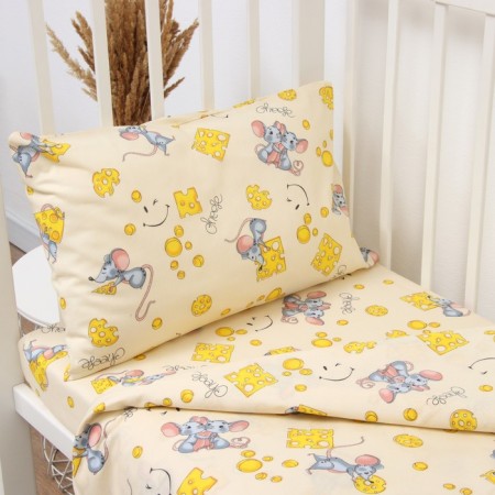 KPB Forest mice Beige 110x150cm, 90x150cm, 40x60cm, calico 120g/m, HL100%