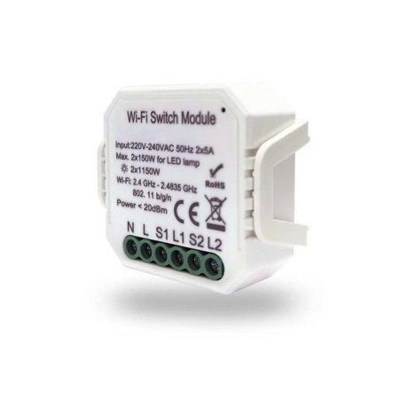 RL1002-SM two-channel Wi-Fi Relay Relia Relater Relay, 2 x 1150W / 2 x 100W for LED