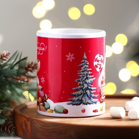 Ceramic mug "Sweet New Year", 320 ml, pink color-1