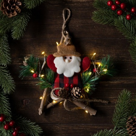 LED figure "Star with Santa Claus" 19 cm, plastic, batteries CR2032x2 (not in the kit), glow warm white