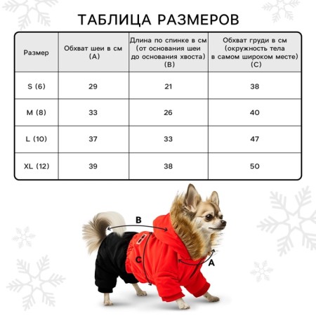 Clothing for dogs. Combineson winter "Warm Winter", Red-Cherry, Size M-8