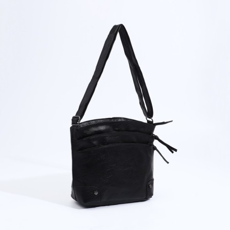 Bag Cross-Bodi with a zipper, black color-2