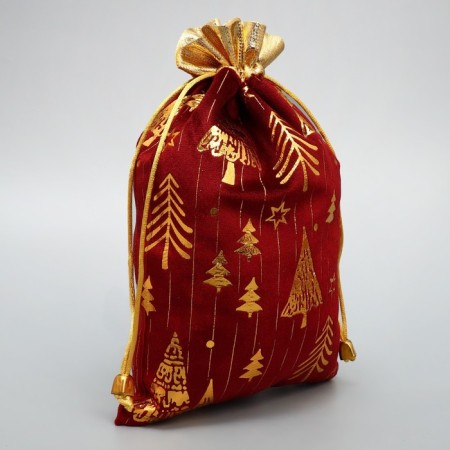 Bag gift plush “Gift for the soul”, Christmas trees, embossing, 16 x 24 cm +/- 1.5 cm, New Year-2