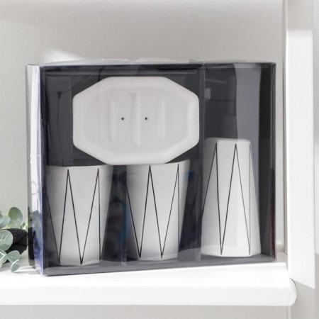 Loko bathroom set, 4 items (a 280 ml soap dispenser, soap dish, 2 cups 250 ml), white color-2