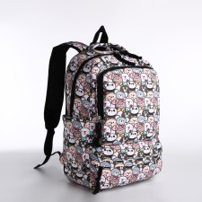A backpack with a zipper, bag, cosmetic bag, gray color