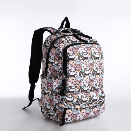 A backpack with a zipper, bag, cosmetic bag, gray color