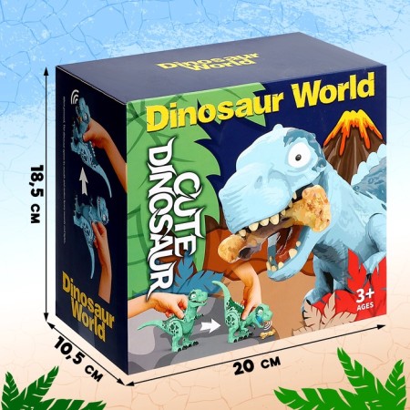 Rex dinosaur, with a bone, works from batteries, light and sound, blue color-6