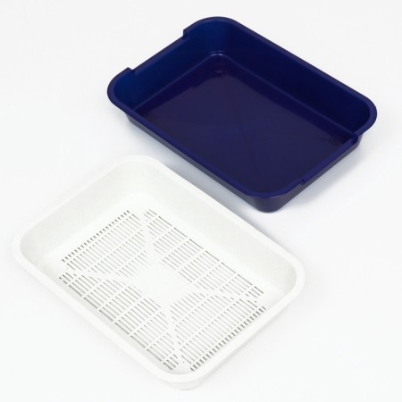Medium toilet with a mesh of 36 x 26 x 6.5 cm, blue tray/white grid-5