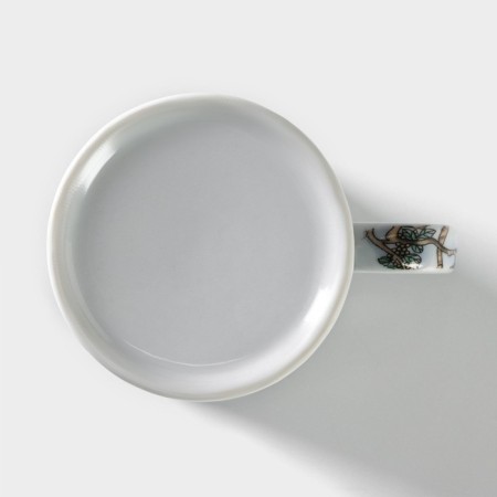 Ceramic mug with a lid and sieve "birds in peony", 300 ml-6