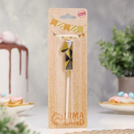 Candle for Cake "Almaz", number "1", gold with black-1