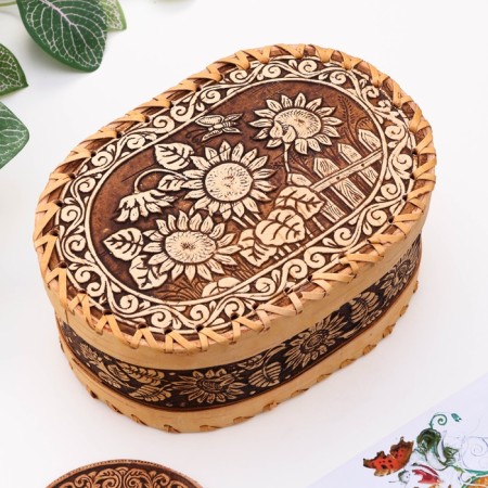 Sunflower box, 18x13x8 cm, birch bark-2