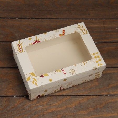 The box is folding, the lid is, with the window of "happy holidays" 24 x 17 x 8 cm-1