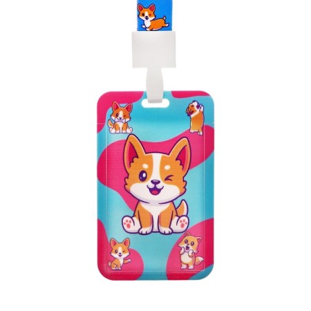 Badge vertical "Corgi", external size - 11 x 7 cm., Inner size - 8.2 x 5.2 cm, tape 42 cm-1