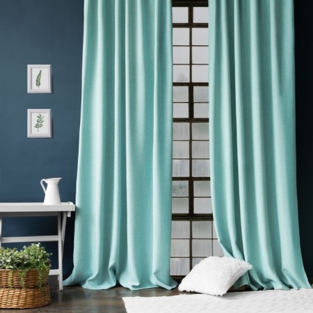 Set of curtains "Jerry", size 200 x 270 cm - 2 pcs, grab - 2 pcs cm, blue color