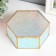 Casket Glass with a metal frame "hexagonant with a sheet. Drops" 17x14.8x6.5 cm
