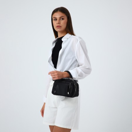 Bag Cross-Bodi with a zipper, black color-8