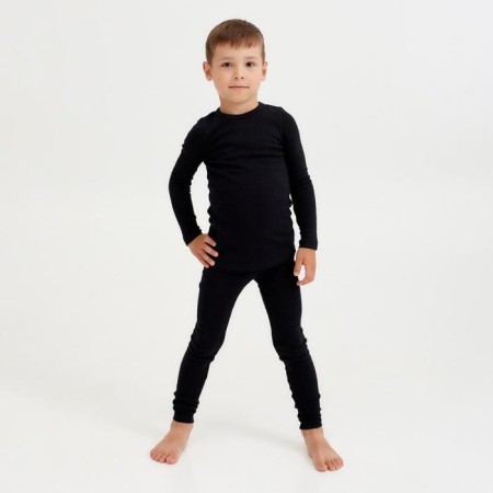 Children's thermal underwear (longshit, leggings) Black color, height 128 cm-6