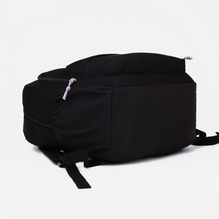 A backpack with a zipper, 4 outer pockets, black color-4