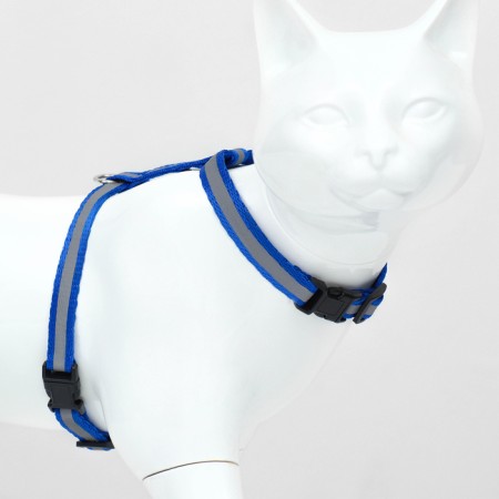 The kit for cats is reflective, width 1 cm, harness 21-35 cm, leash 120 cm, blue-1