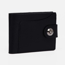 Male purse for magnet, department for bills, for maps, for coins, black color