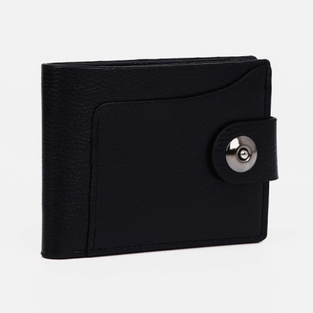 Male purse for magnet, department for bills, for maps, for coins, black color