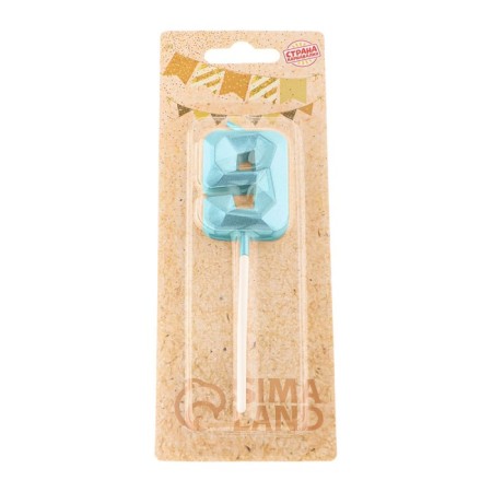 Candle in the cake on the skewer "Almaz", the number "9", blue, 4.8x2.6 cm-6