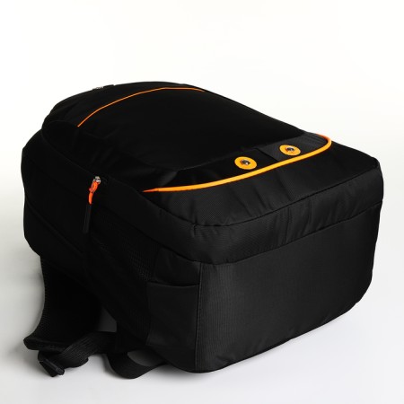 Youth backpack on a zipper, 4 pockets, black color/orange-4