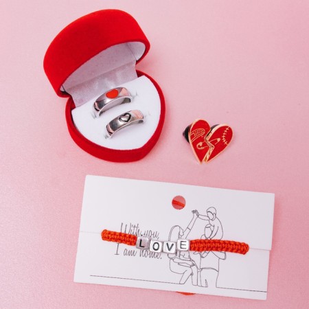 Nonsense icons "Heart" pin, red color in gold-4