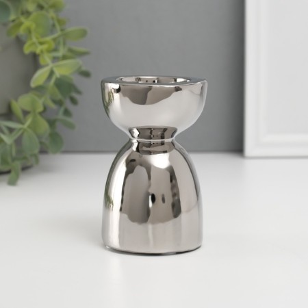 Ceramics candlestick per 1 candle "Illusion" d = 4 cm silver 6.5x6.5x10 cm-1