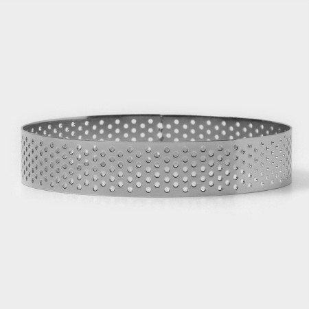 The form perforated for baking is the “circle”, d = 10 cm, the color is silver-1
