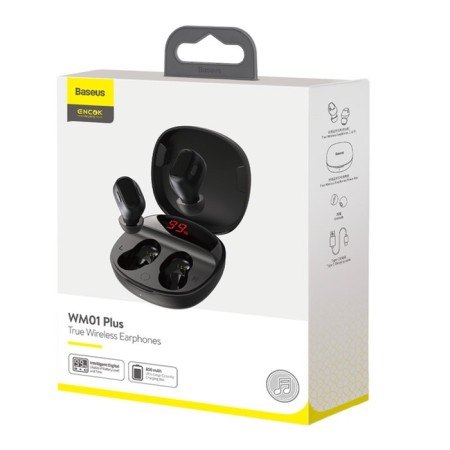 Wireless headphones Baseus WM01 Plus, TWS, vacuum, BT5.0, 40/800 mAh, microphone, black-10