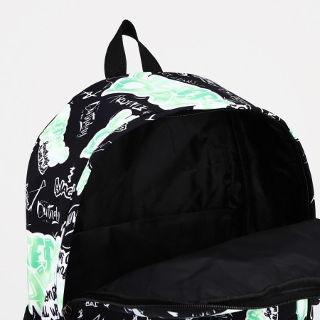 A backpack with a zipper, 3 outer pockets, green/black color-5