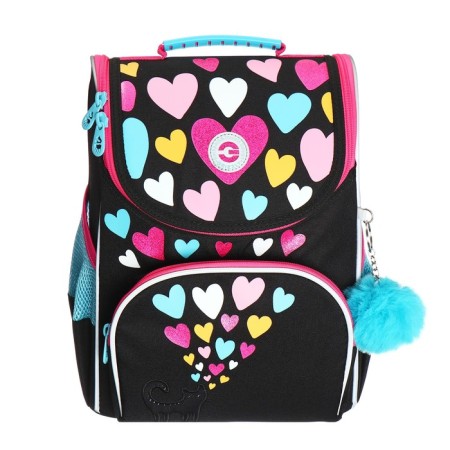 School standard, 33 x 25 x 13 cm, Grizzly, + bag for shoes, plush, black-2