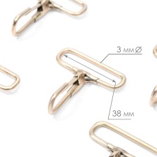 Metal carbine, 50 × 45 mm / 38 × 3 mm, 5 pcs, gold color