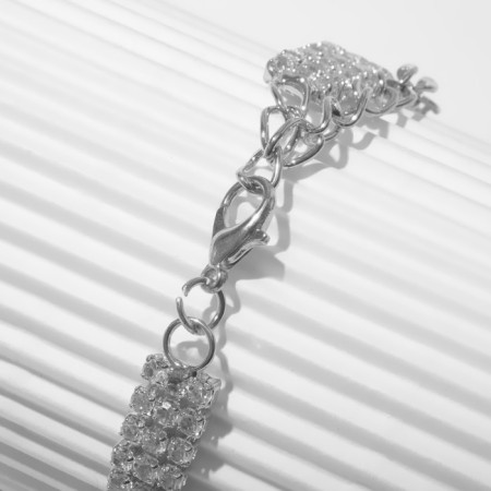 Bracelet with rhinestones "Bright" oval, white color in silver-1