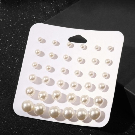 Pusets 18 pairs "Rachel" bead d = 5-12 mm, white color-1