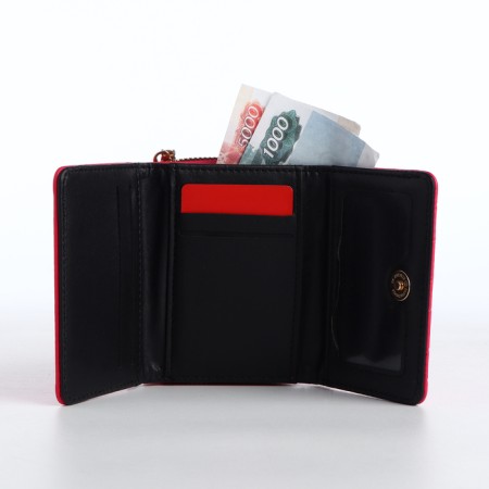 Women's wallet on the button, pink color-5