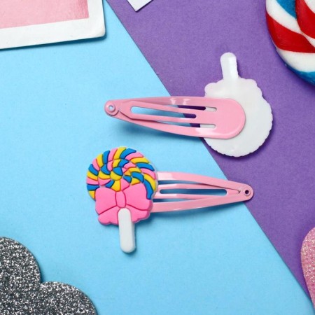 Invisibility for hair "Abel" (set 2 pcs) candies, 5.5 cm, pink-1
