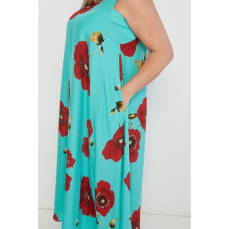 Female dress, size 58, turquoise color-4